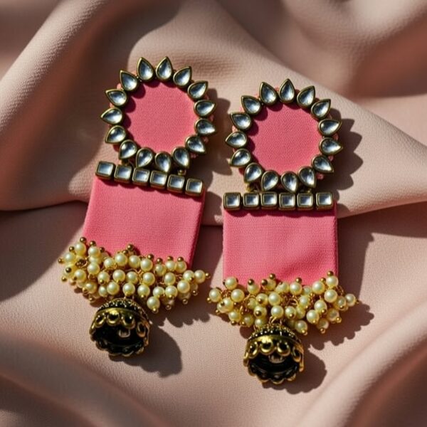 Pink Pearl Fabric Earrings