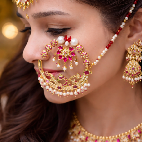 Chambyali Badi Mor Nath (चंबयाली बड़ी मोर नथ) in 1 Gram Gold