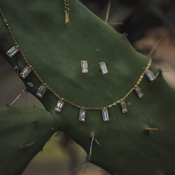Stone Studded Necklace with Matching Stud Earrings