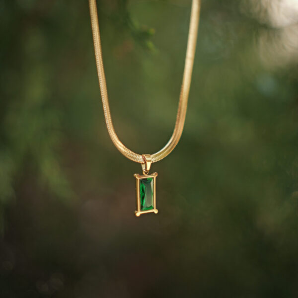 Green Pendant with 18k Gold Plated Chain