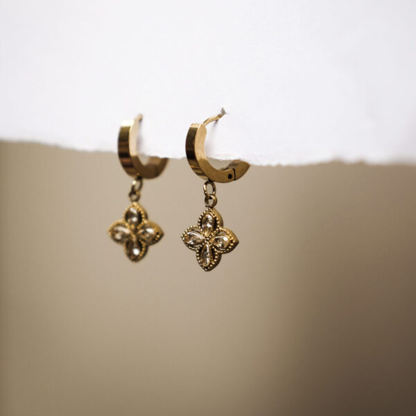 Clover Drop Hoop Earring