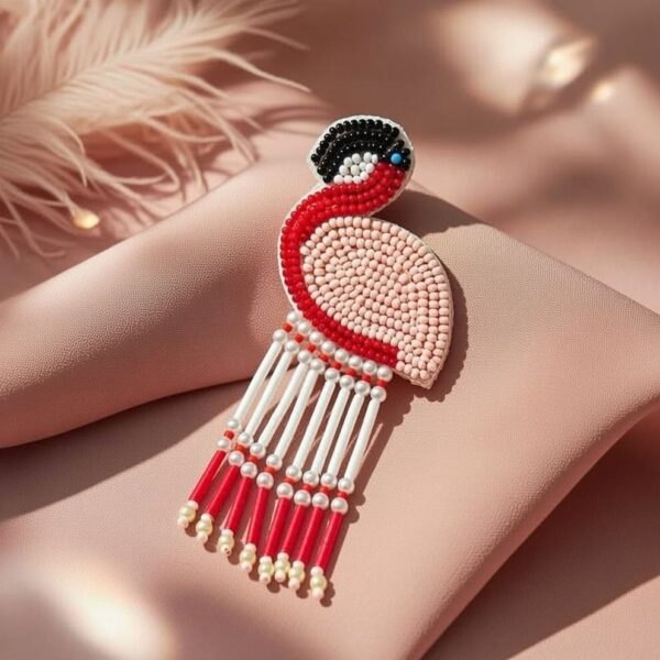 Flamingo Beads Statement Earrings – Playful & Chic