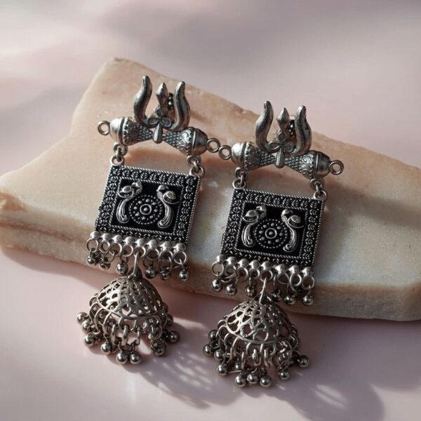 Trishul Oxidised Earrings