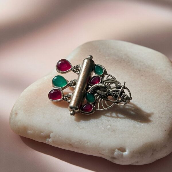 Oxidised Green & Rani Krishna Earrings