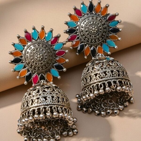 Colourful Oxidised Statement Earrings