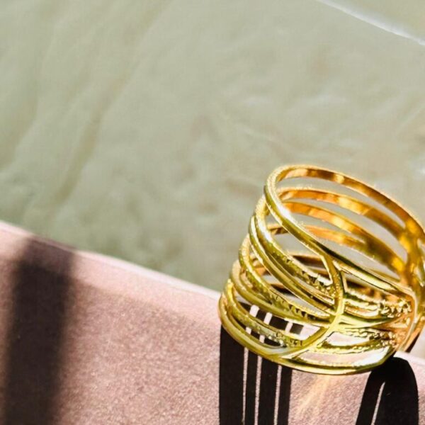 Multi-Layer Curl Adjustable Ring – 18K Gold Finish